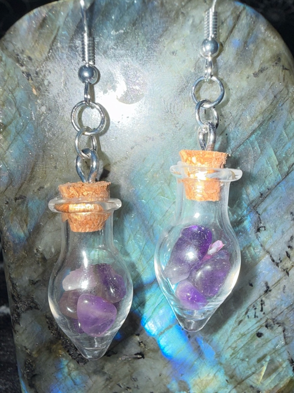 Amethyst Chip Bottle Earrings